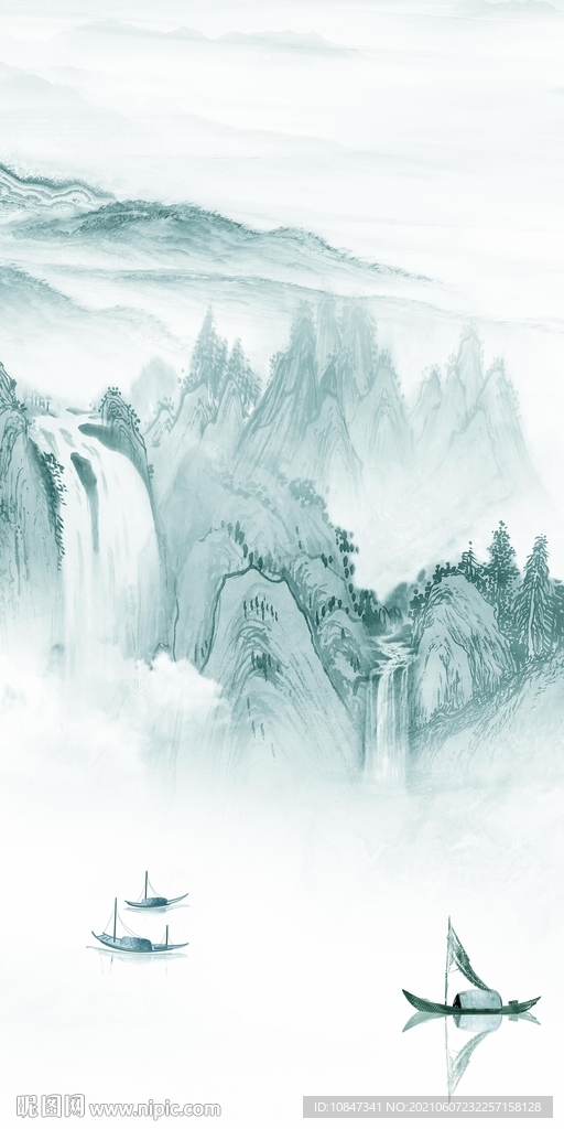 最新玄关山水画 TIF分层图