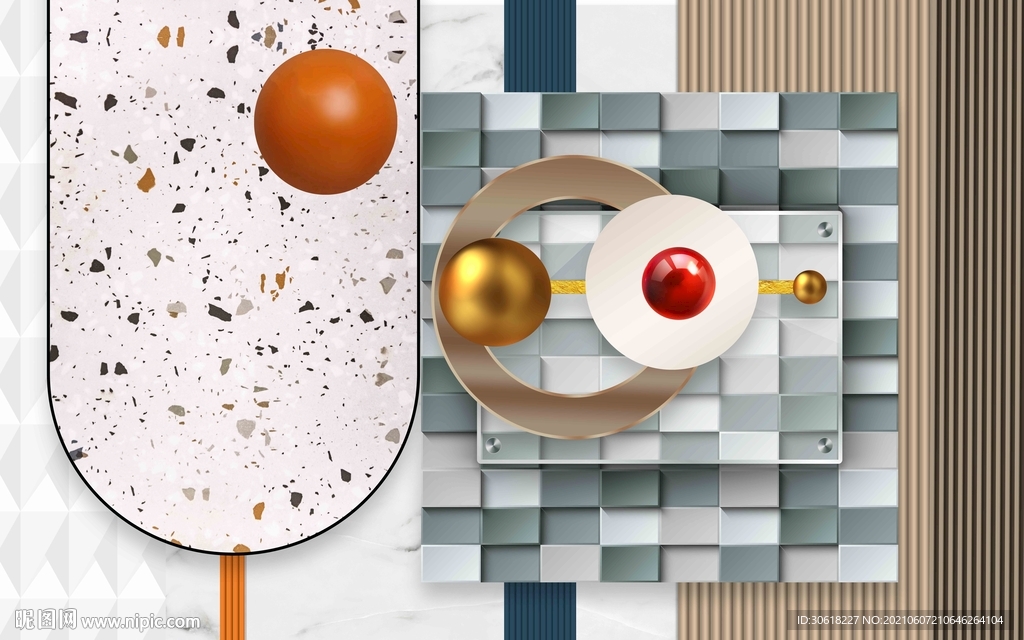 北欧水磨石背景墙