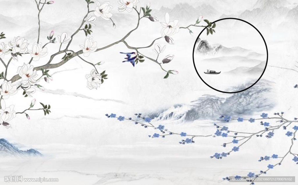 新中式山水背景墙