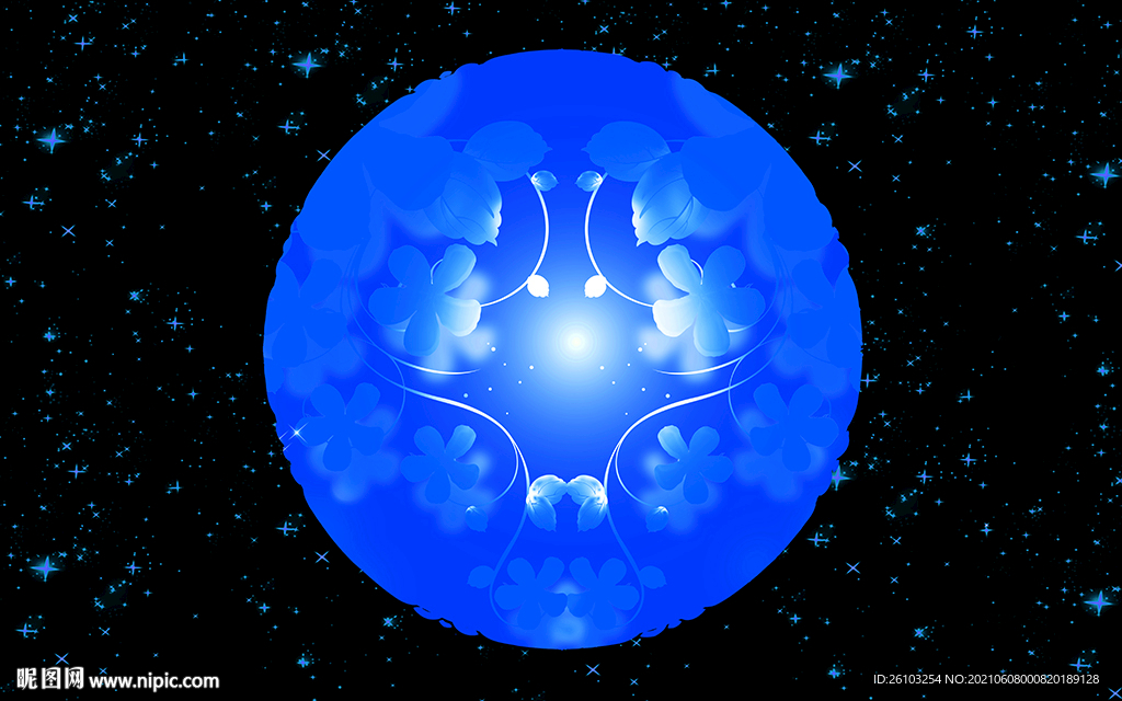 梦幻星空花卉电视背景墙