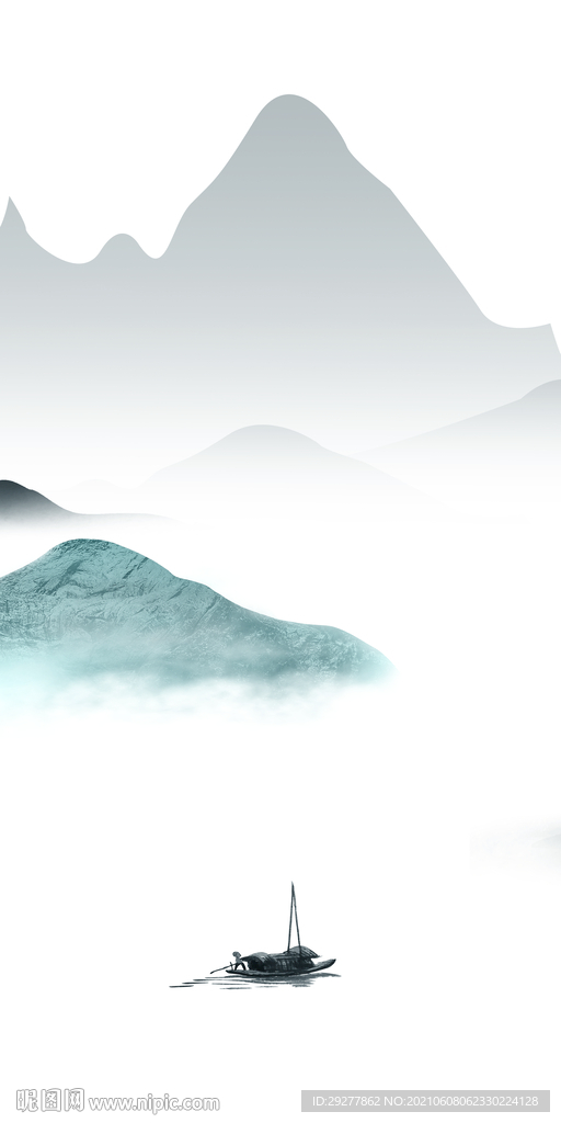 新中式山水玄关画 TIF分层图