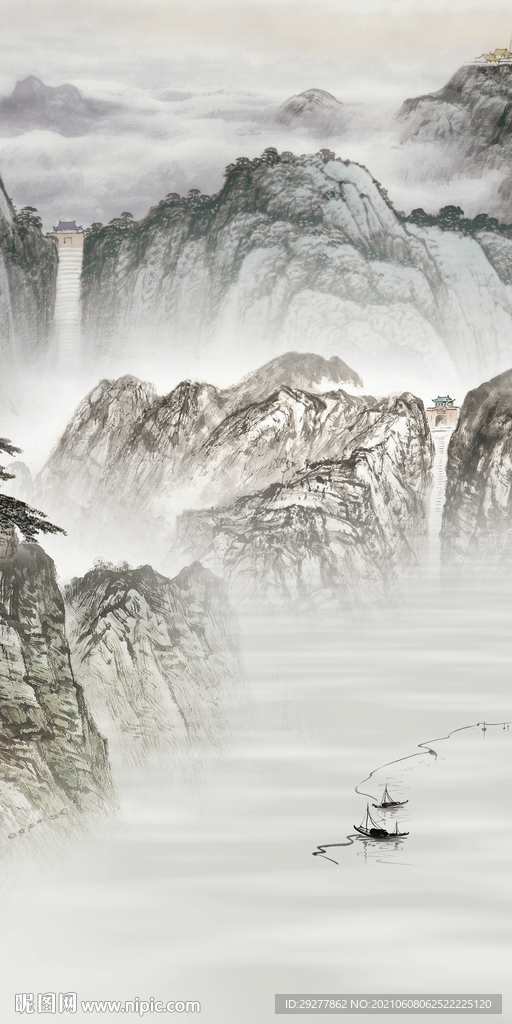 国画山水玄关画 TIF分层图
