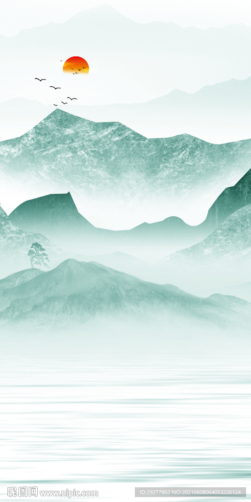 无框画玄关山水 分层TIF文件