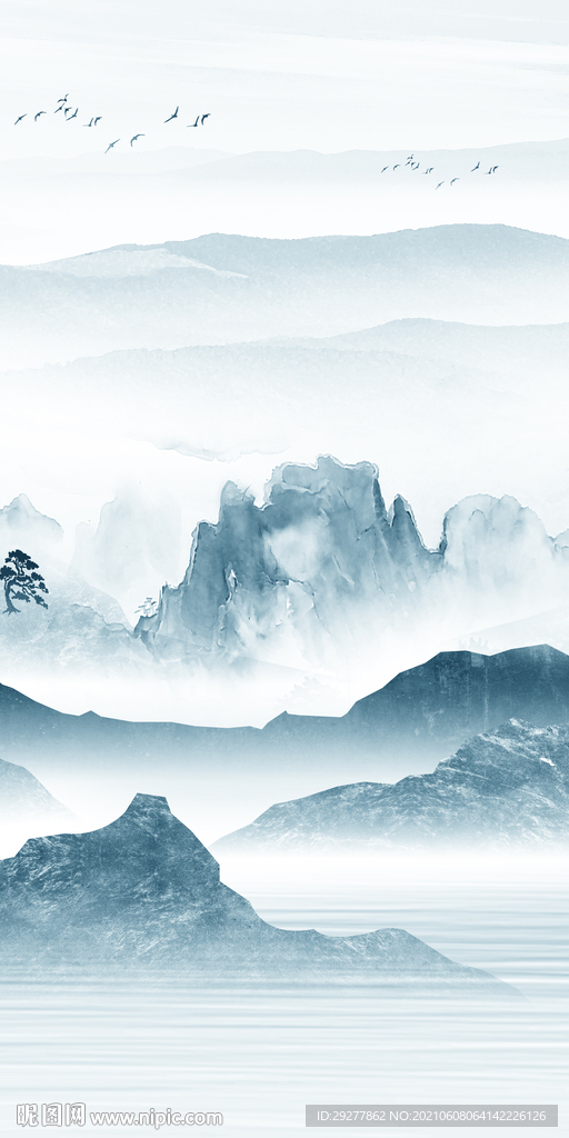 高端 山水玄关画 TIF分层画