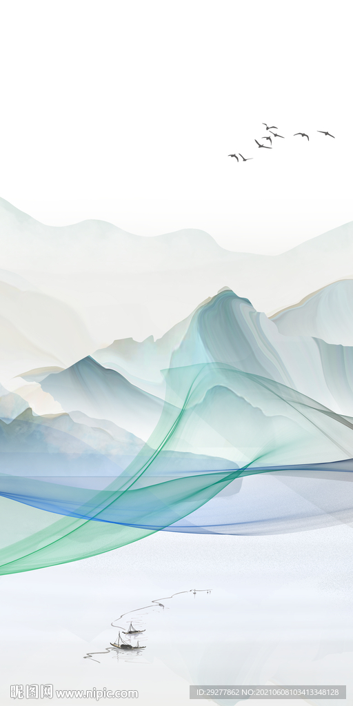 背景墙玄关山水 分层TIF文件