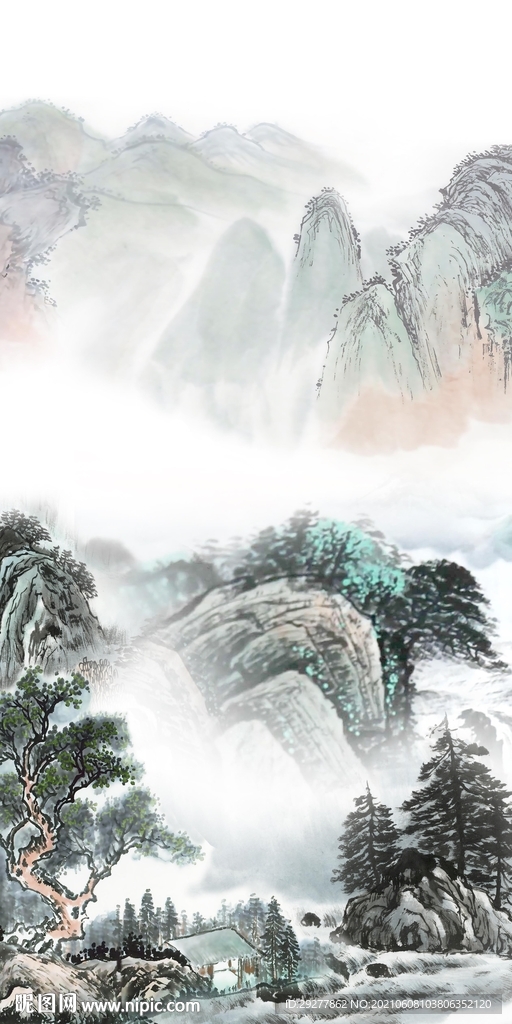 现代玄关山水 分层TIF文件