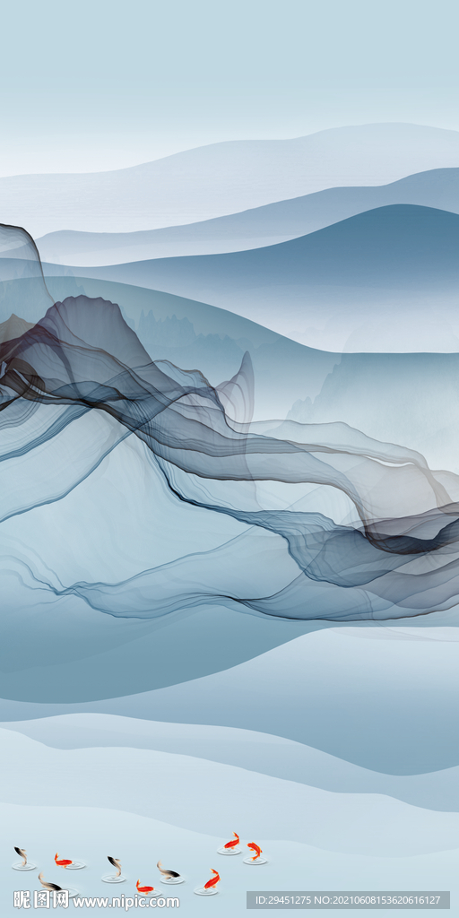 新中式玄关唯美山水 TIF分层