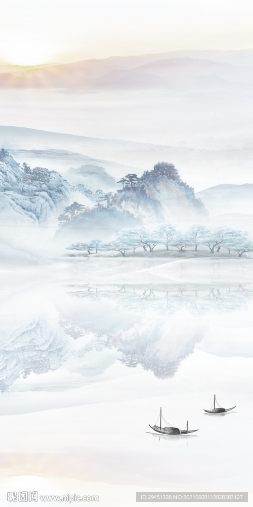 高端山水简约玄关 TIF分层