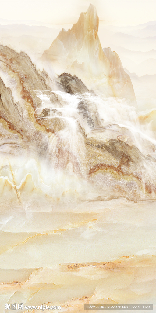 石纹现代玄关山水 文件分层 