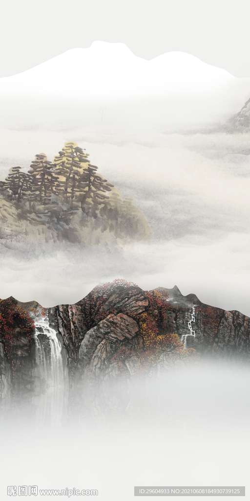 国画玄关新画 TIF分层图 