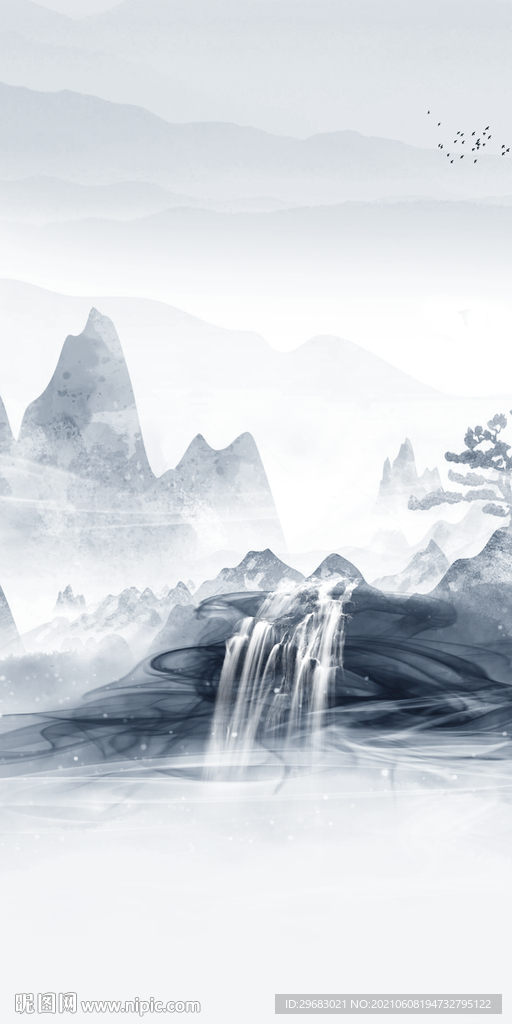背景墙山水玄关 分层TIF文件