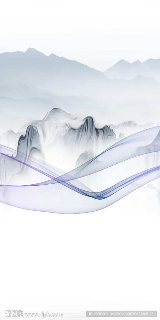 新中式玄关画风景画 TIF分层