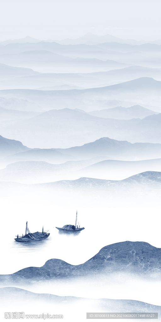 中式大气山水画 tif分层图