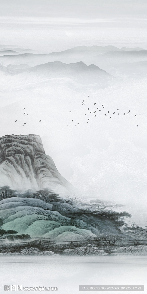 国画大气山水画 tif分层图