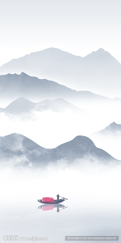 高雅无框山水画 tif分层图