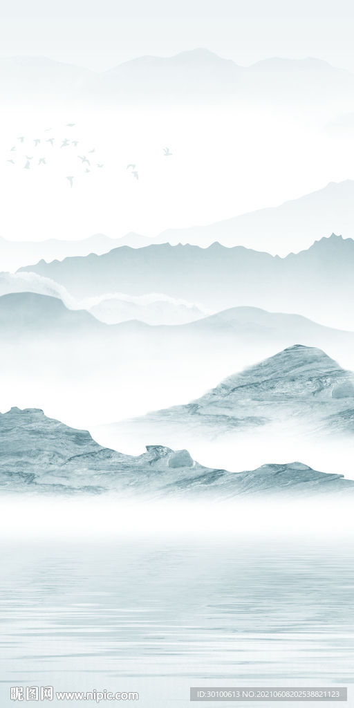 别墅无框山水画 tif分层图