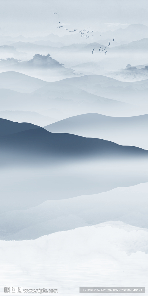 背景墙新意境山水 文件分层画 