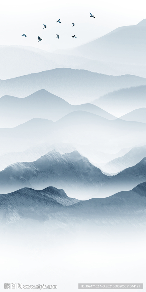 简约新意境山水 文件分层画 