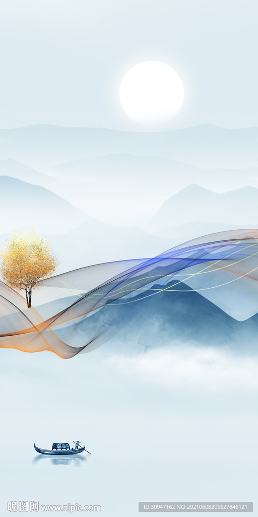 中国风新意境山水 文件分层画 