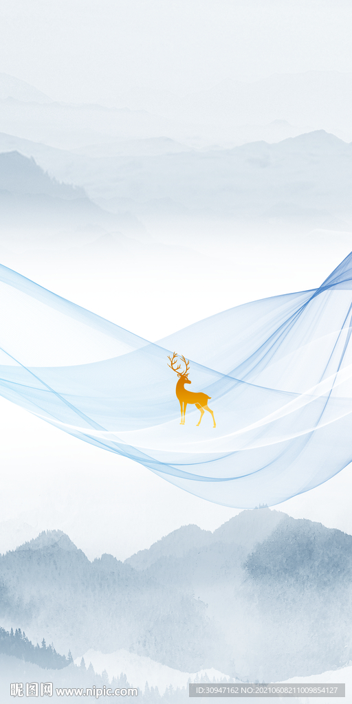 最新中式山水 文件分层画 