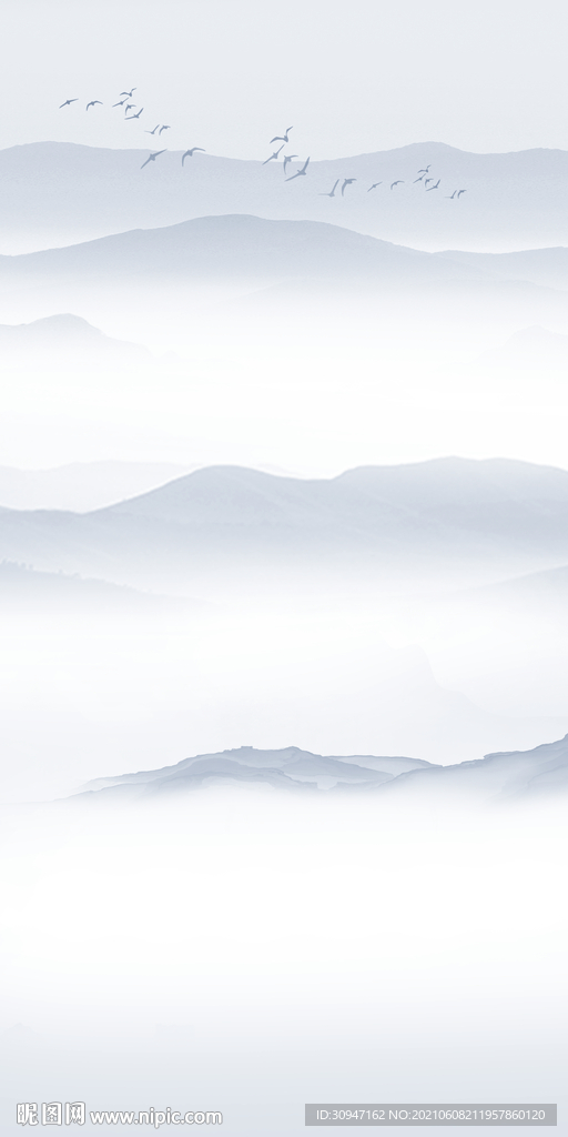 高清 新中式山水 文件分层画 