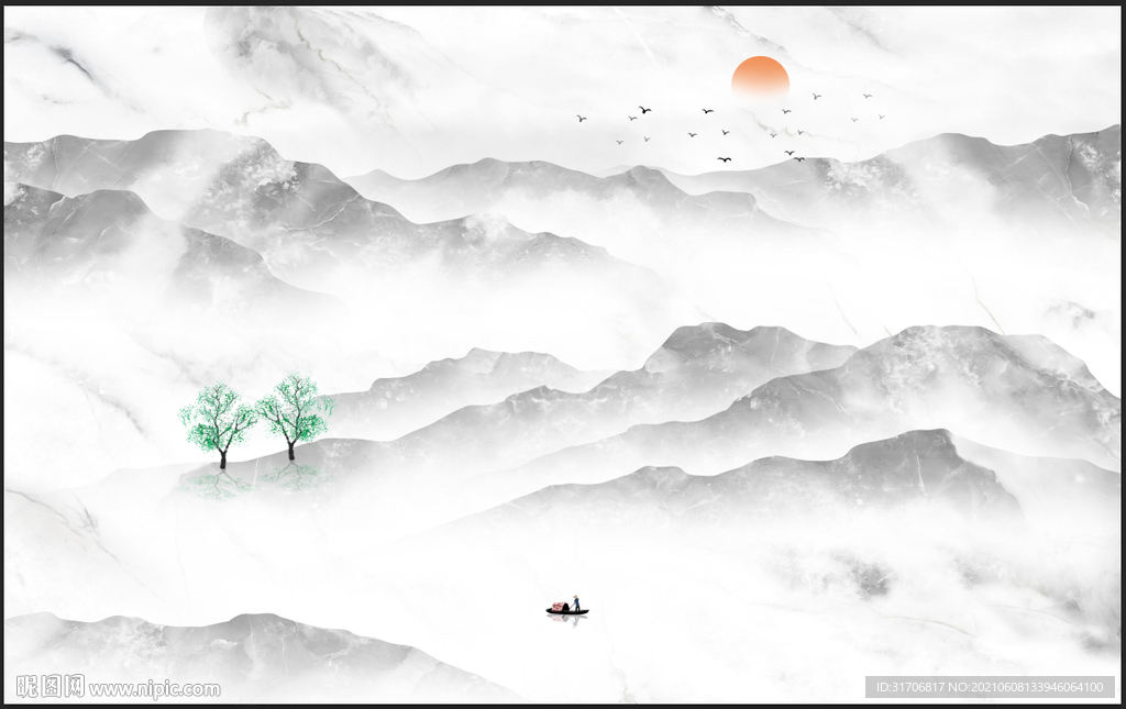 大理石山水画