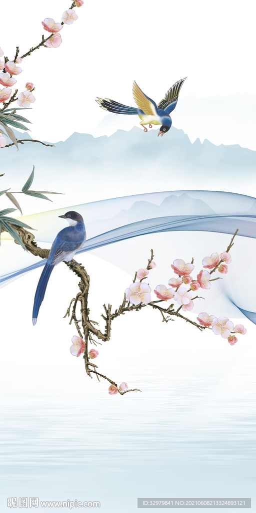 花鸟玄关山水 TIF分层画 