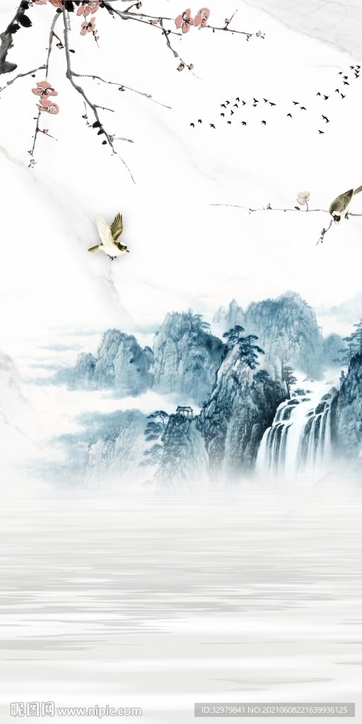 花鸟风景玄关山水 TIF分层