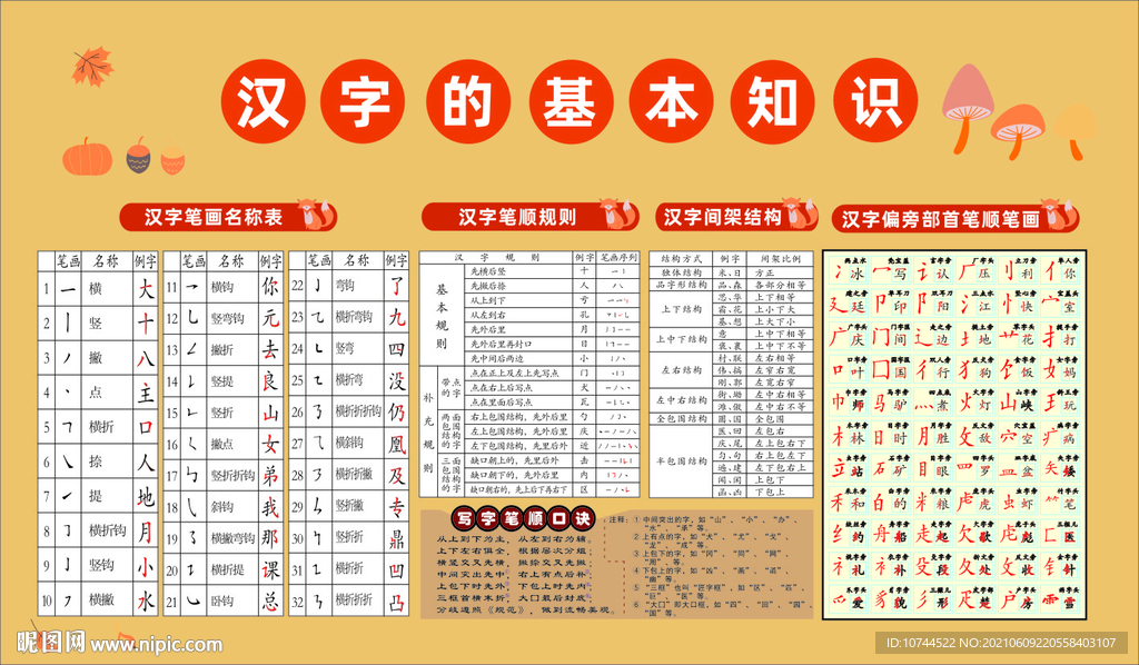  汉字的基本知识 学校展板