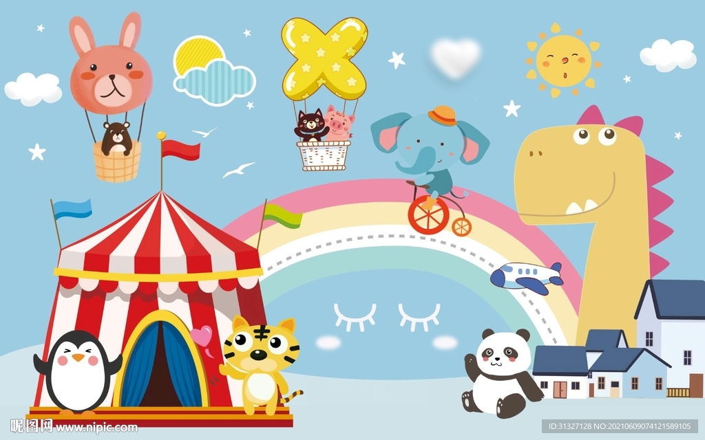 卡通儿童马戏团乐园背景图片