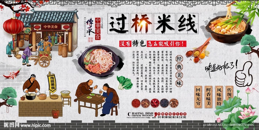 过桥米线背景墙