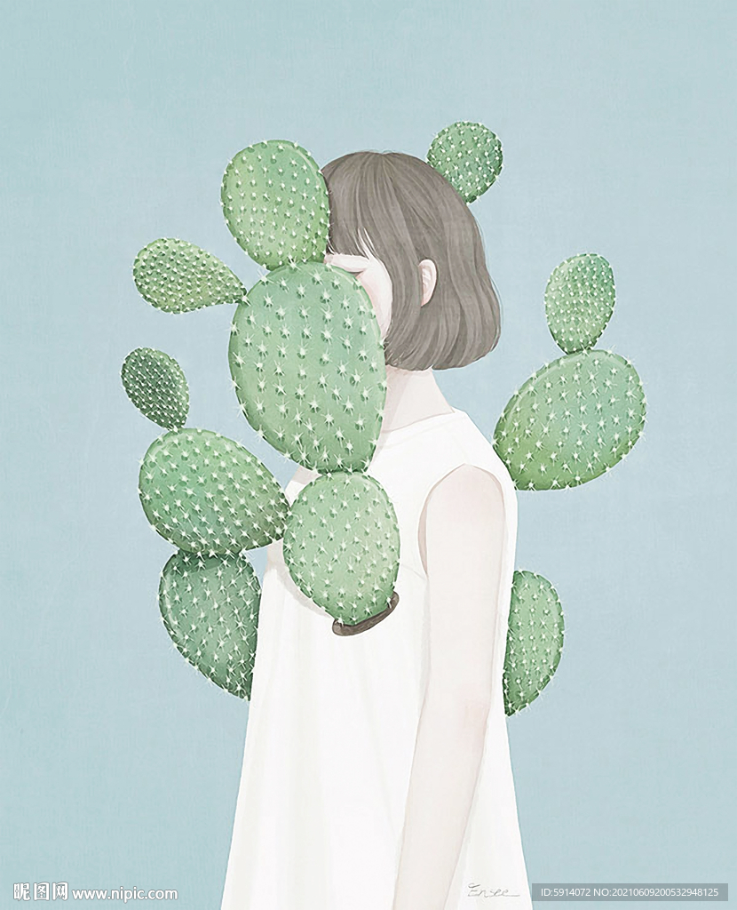 装饰画 晶瓷画 仙人掌 美女