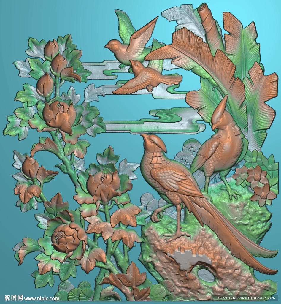 四季花鸟芭蕉