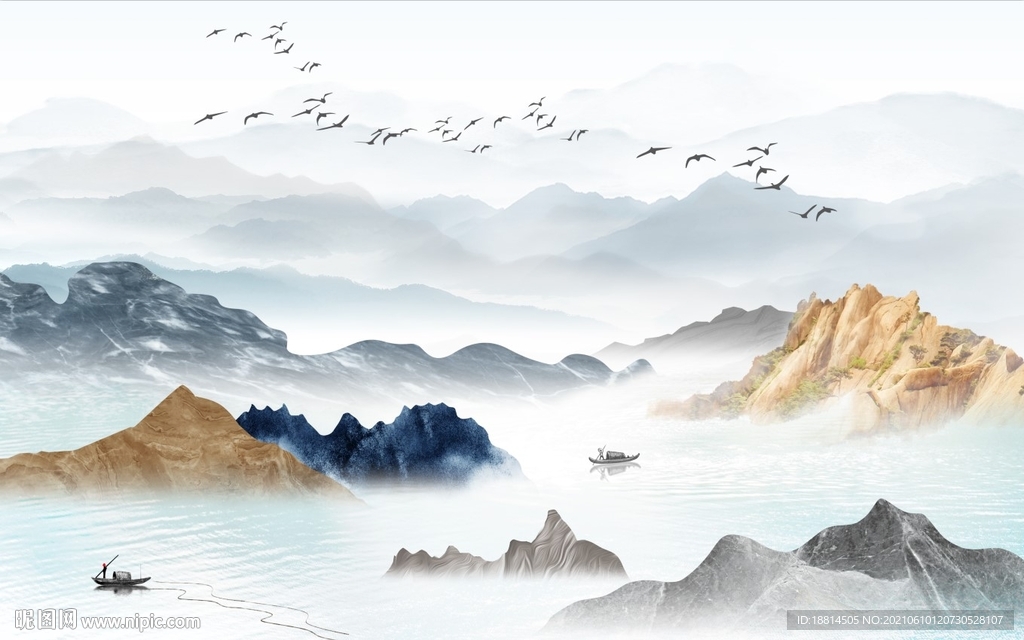 江南山水新中式背景墙
