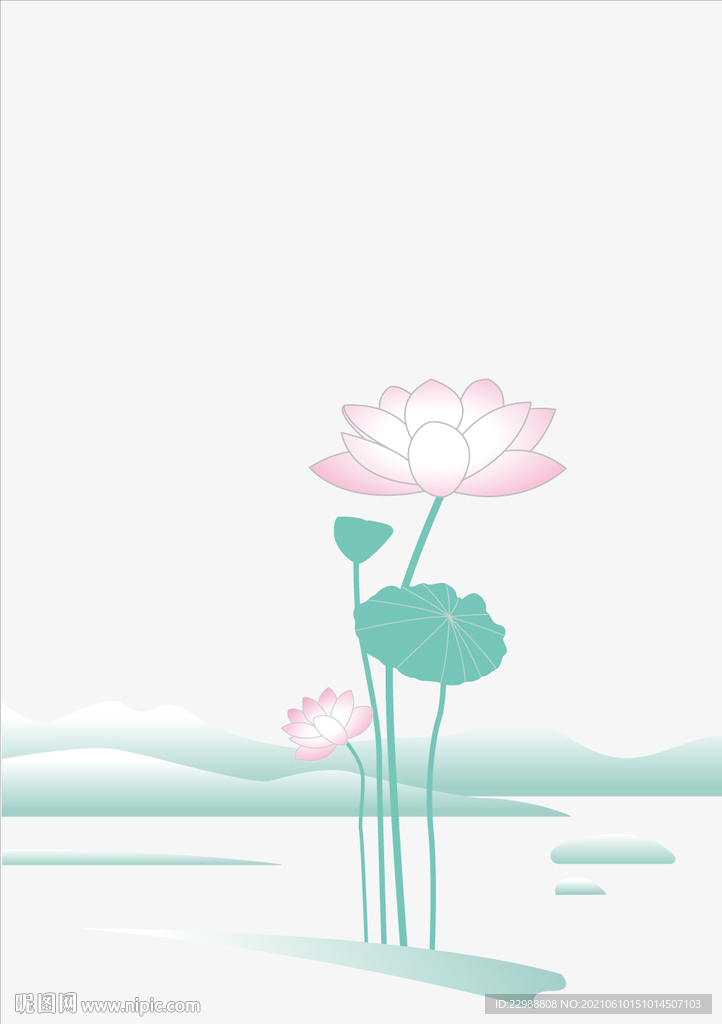 墙面印刷图 荷花图