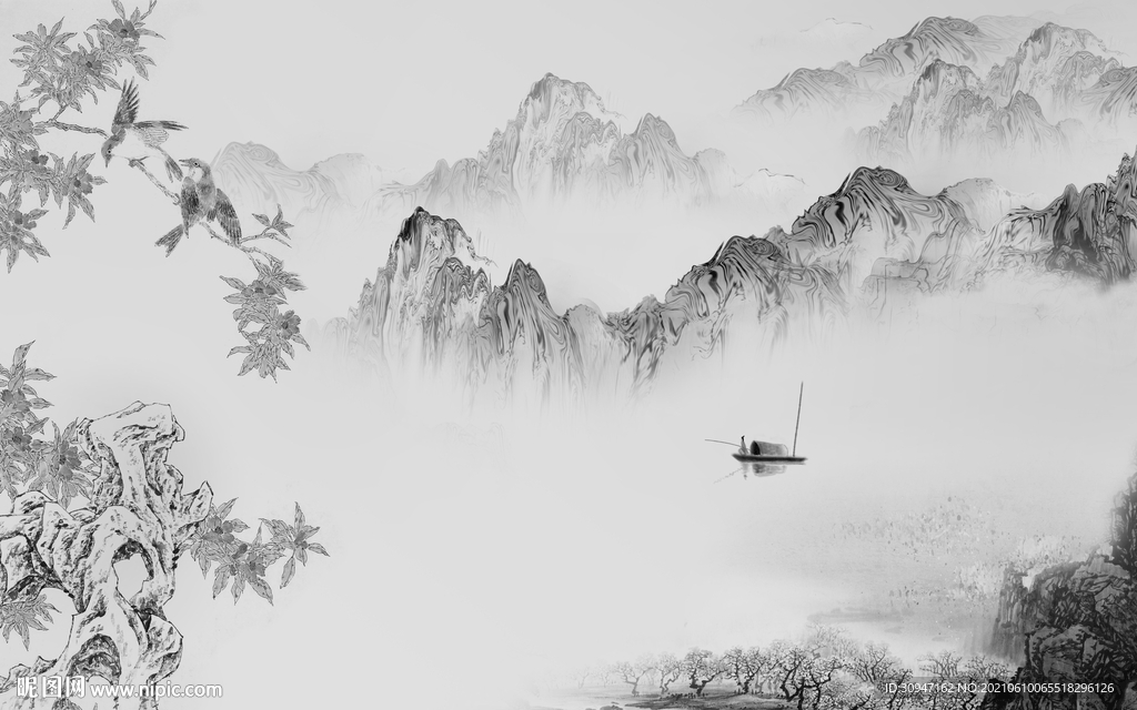 别墅最新灰色山水 TIF分层