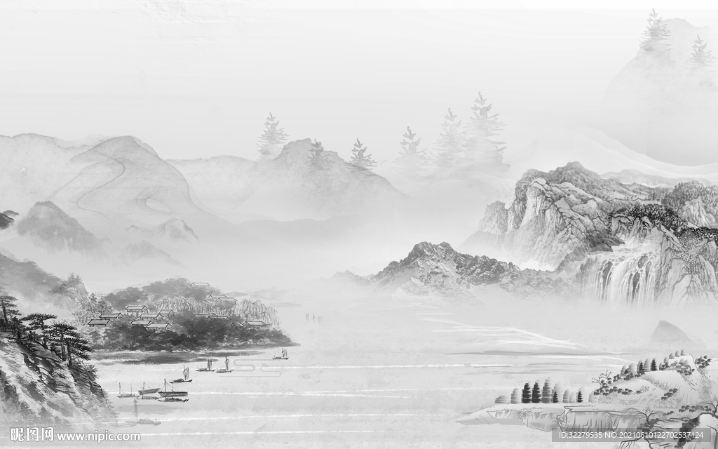 爆款大气山水 分层TIF文件