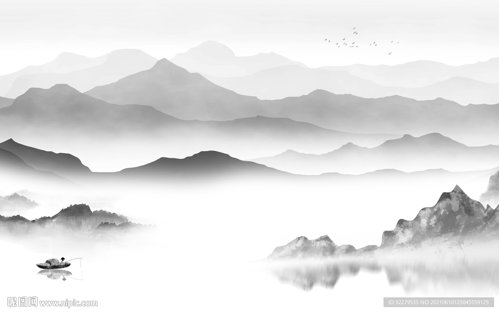 最新大气山水 分层TIF文件