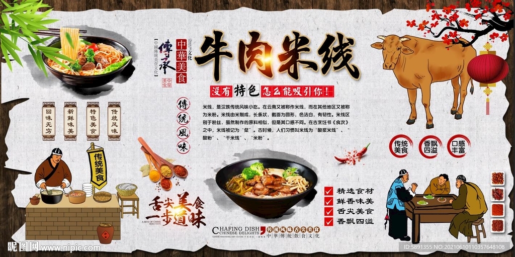 牛肉米线背景墙