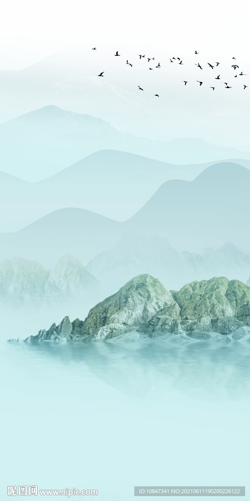 极简玄关山水画 TIF分层图