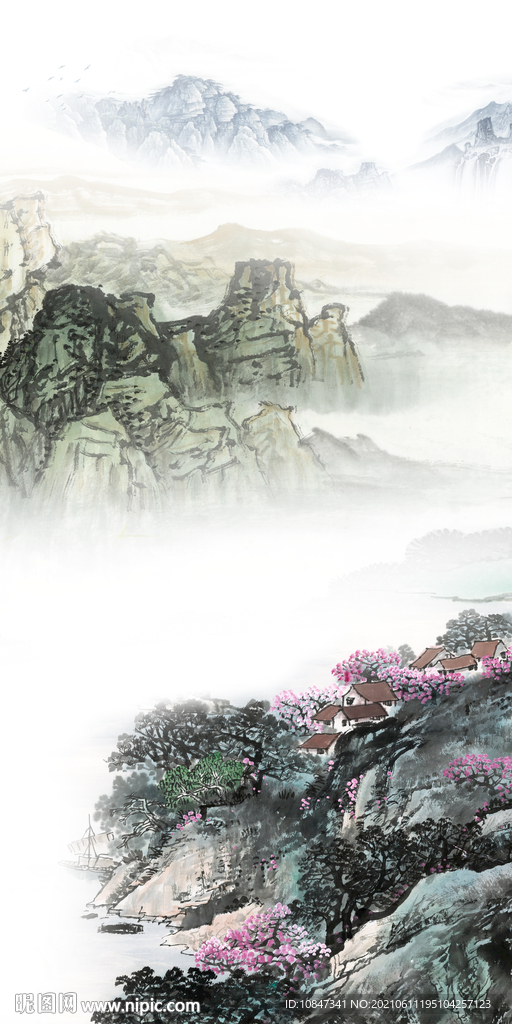 高端玄关山水画 TIF分层图