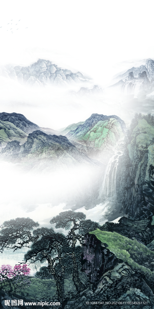 中式 过道玄关山水 文件分层 