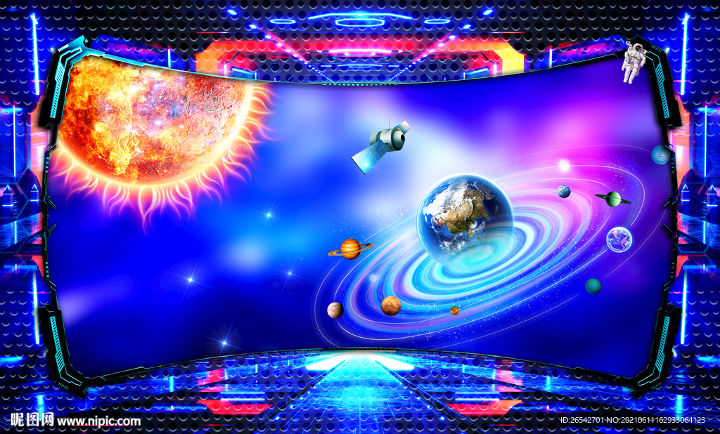 网吧KTV科幻星空背景墙