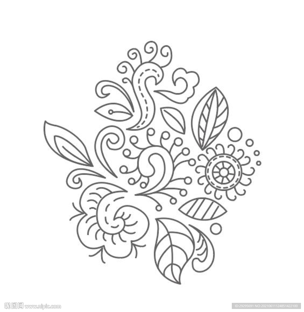 图案 花纹 矢量 线描 手绘 