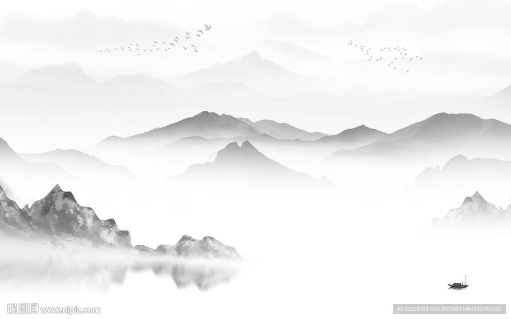 高端山水灰色新画 TIF分层