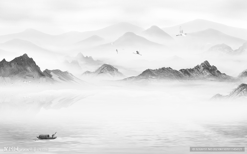 高清山水灰色新画 TIF分层