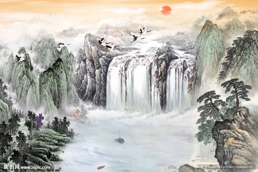 高端流水生财装饰画