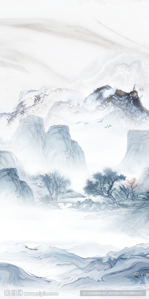 背景墙新玄关山水画