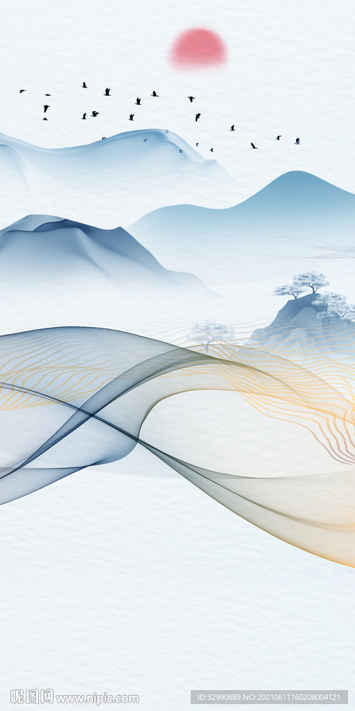 爆款山水中式玄关画