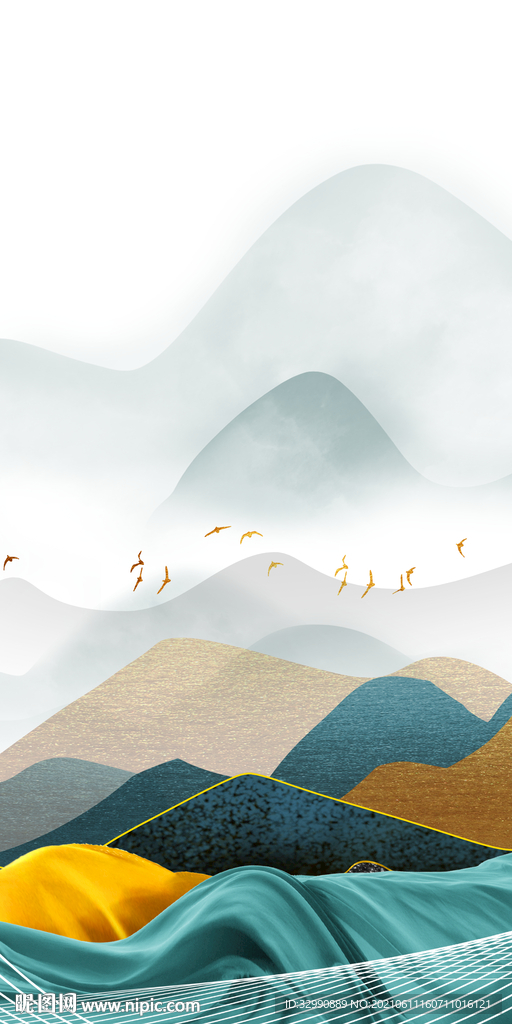 现代新中式玄关画 TIF分层